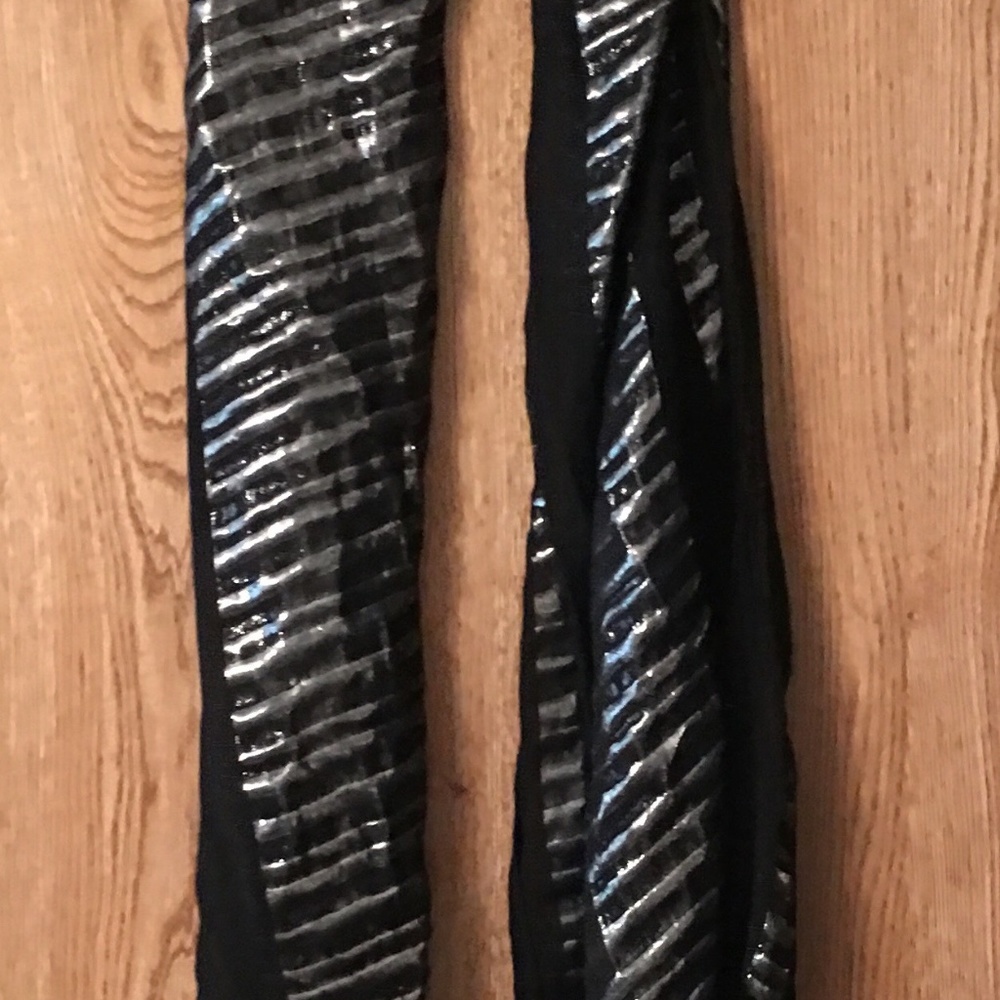 Scarf Womens Black Silver Stripe with Fringe